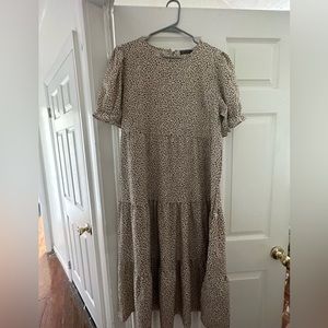 Midi Dress with Puff Sleeves